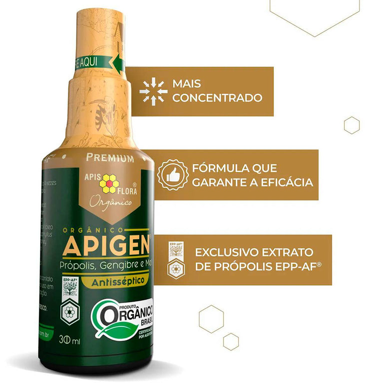 Spray para Garganta Apis Flora Apigen Orgânico Própolis, Mel e Gengibre 30ml