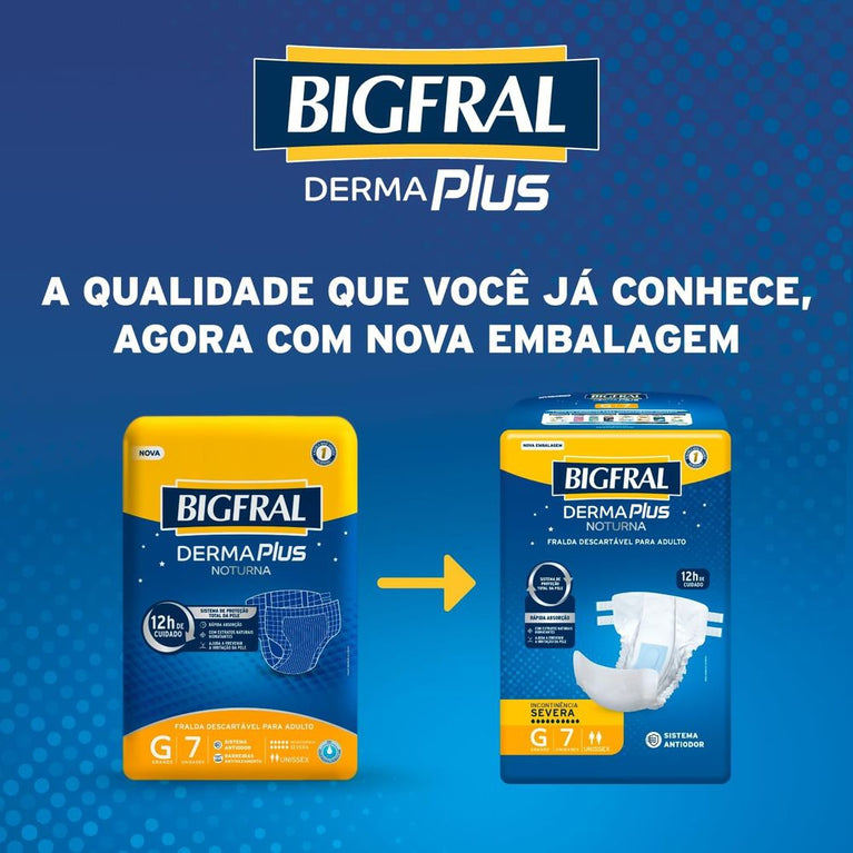 Fralda Bigfral Derma Plus Noturna G 7 Unidades
