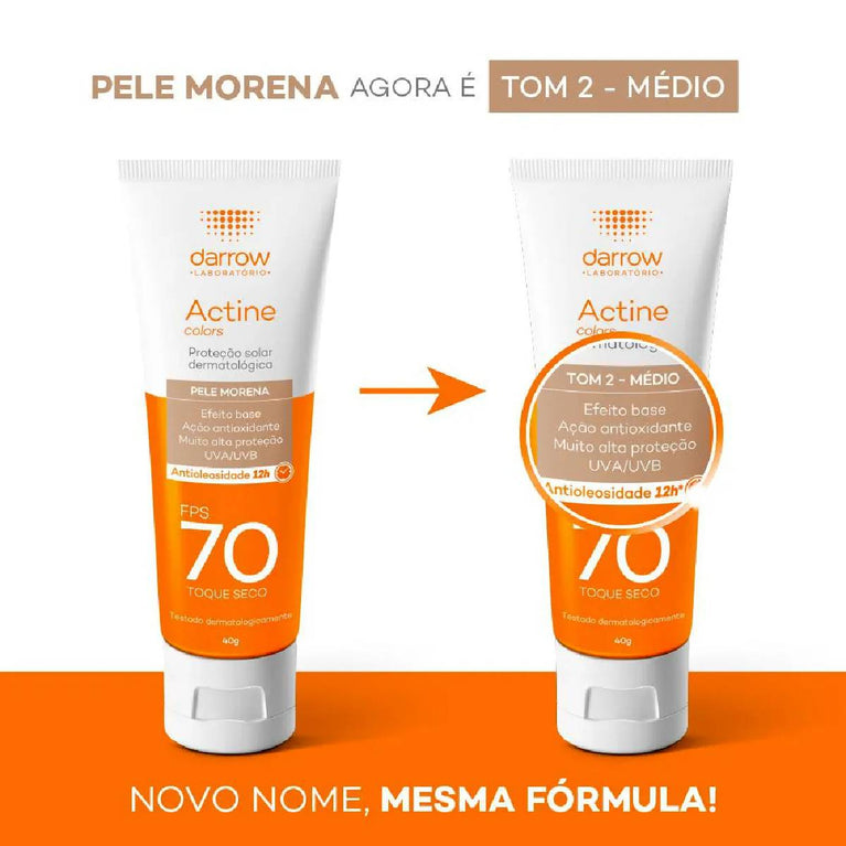 Protetor Solar Facial Darrow Actine FPS 70 Tom 2 40g
