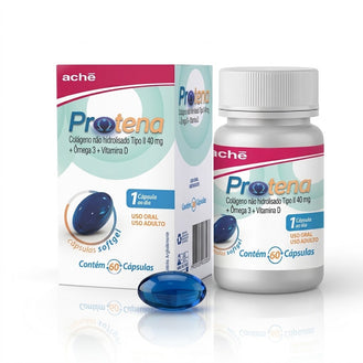 Protena Colágeno Não Hidrolisado Tipo II 40mg + Ômega 3 + Vitamina D - 60 cápsulas