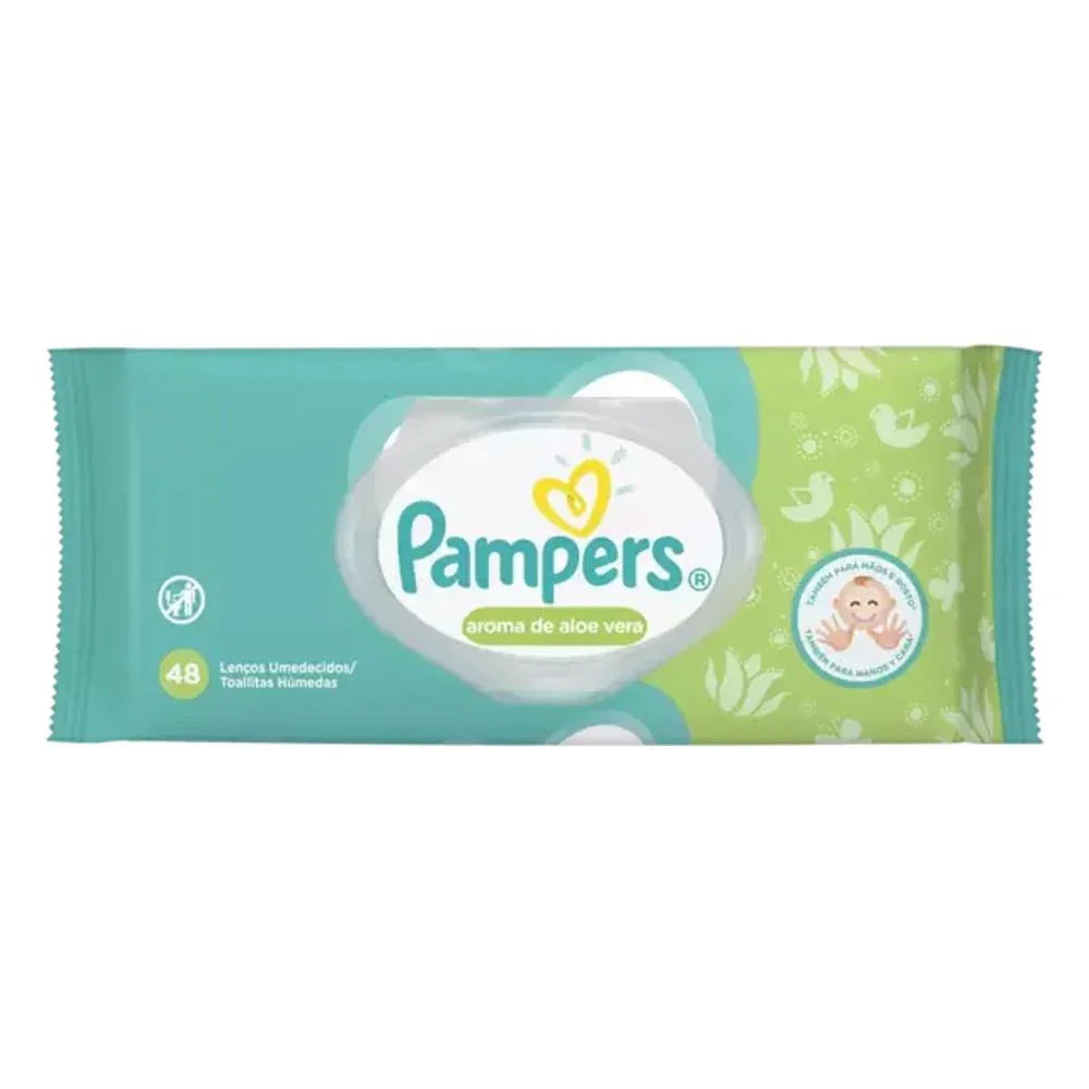 Toalha Umedecida Pampers de Aloe Vera 48 Unidades