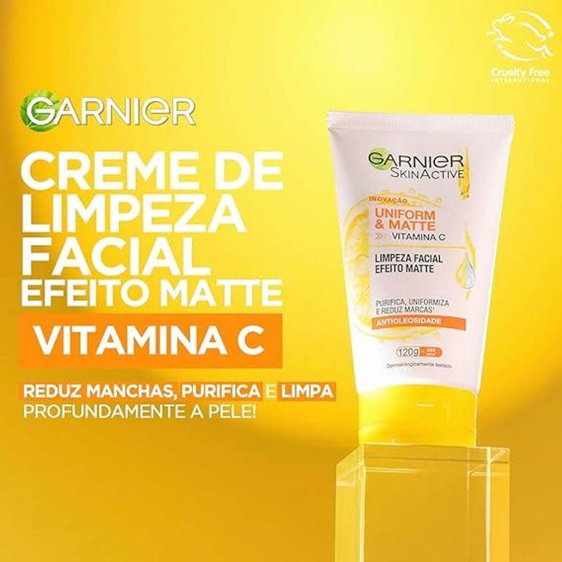 Limpeza Facial Garnier Uniform & Matte Vitamina C Antioleosidade, 120g - Drogaria Poupa Centro