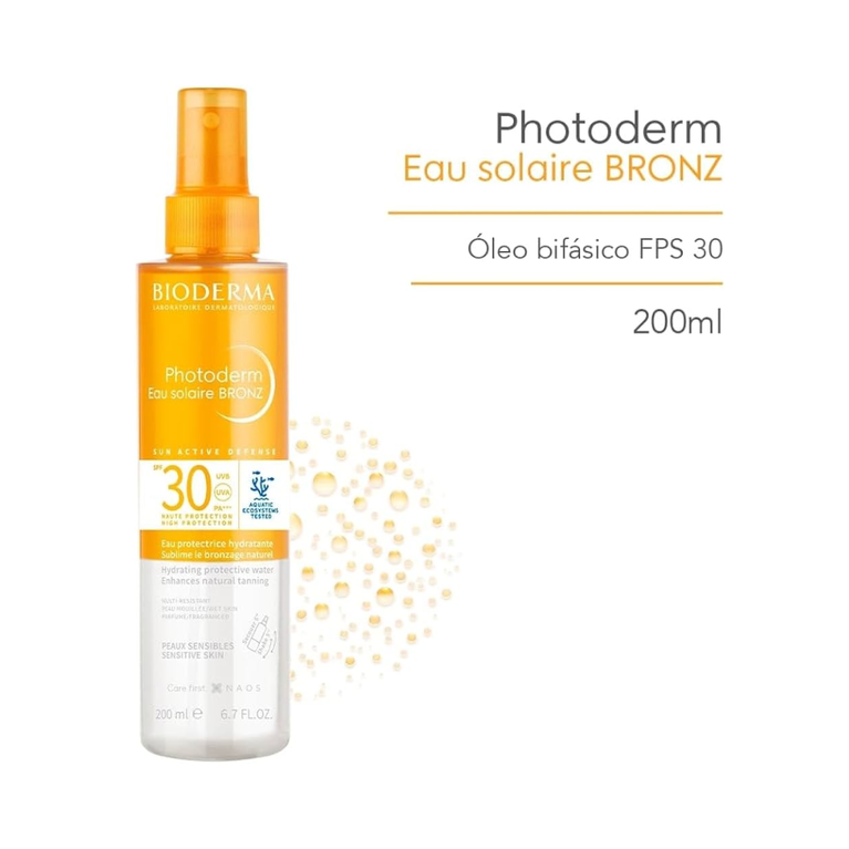 Bioderma Photoderm Eau Solaire Bronz FPS 30 200ml VALIDADE 12/2026