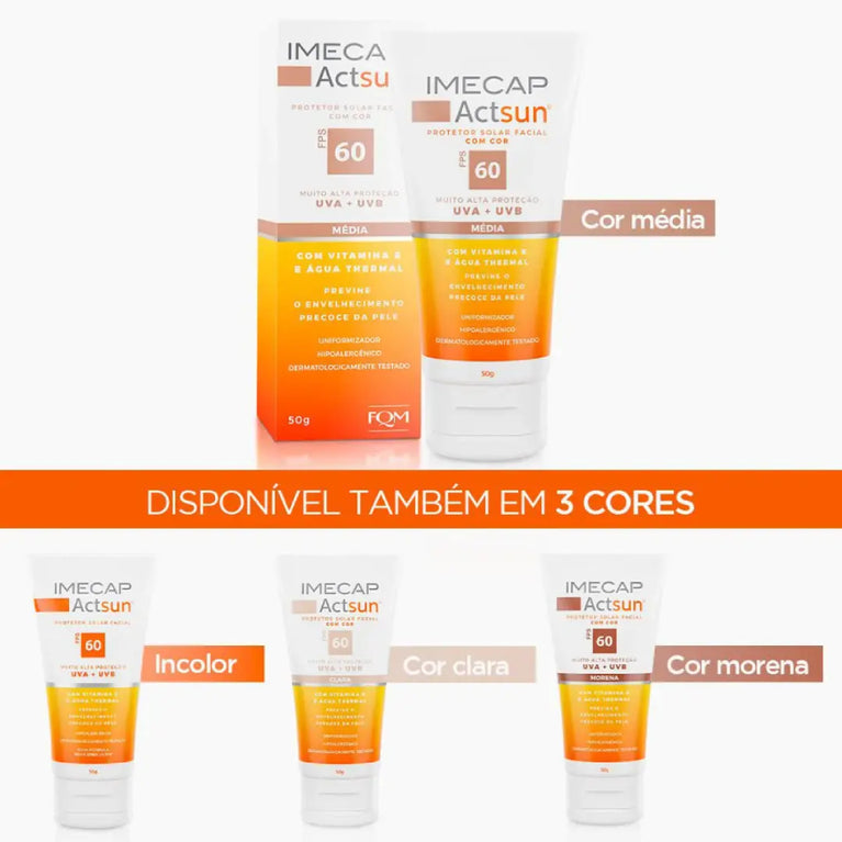 Protetor Solar Facial Imecap Actsun Fps60 Cor Média 50g