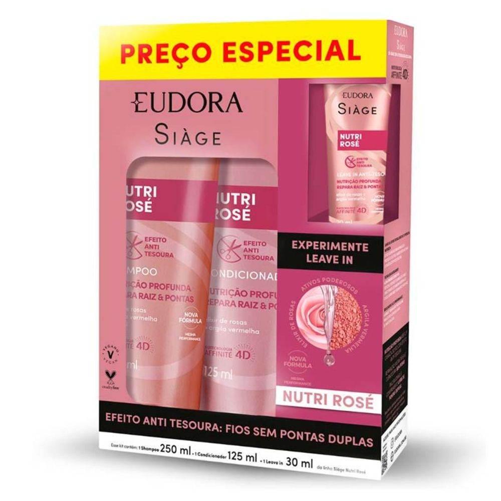 Kit Eudora Siage Nutri Rose Shampoo+Condicionador+Leave In - Drogaria Poupa Centro