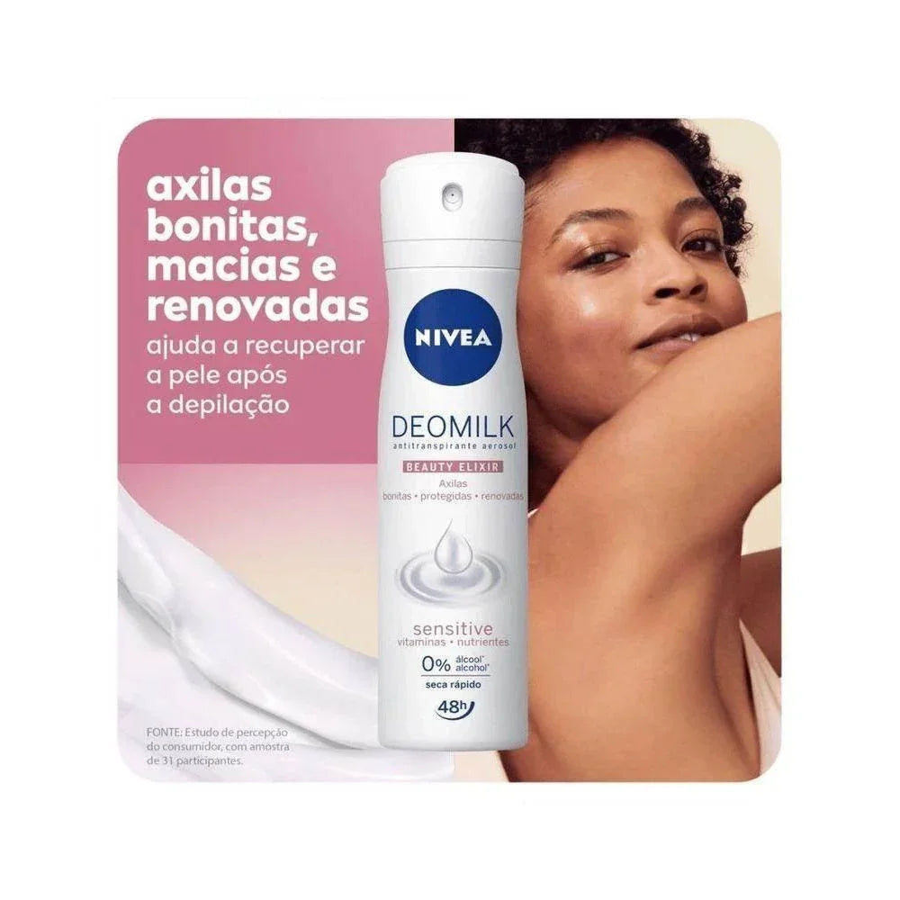 Desodorante Nivea Aerosol Feminino Deomilk Sensitive 150ml - Drogaria Poupa Centro