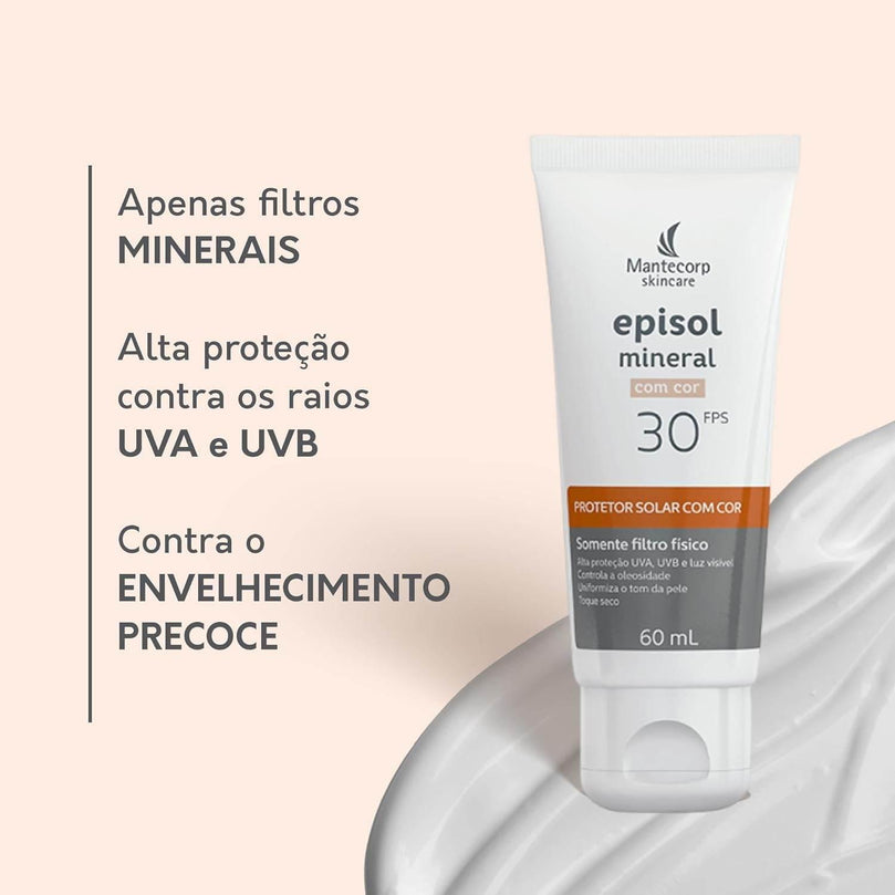 Protetor Solar Com cor Episol Mineral FPS 30 60ml - Drogaria Poupa Centro