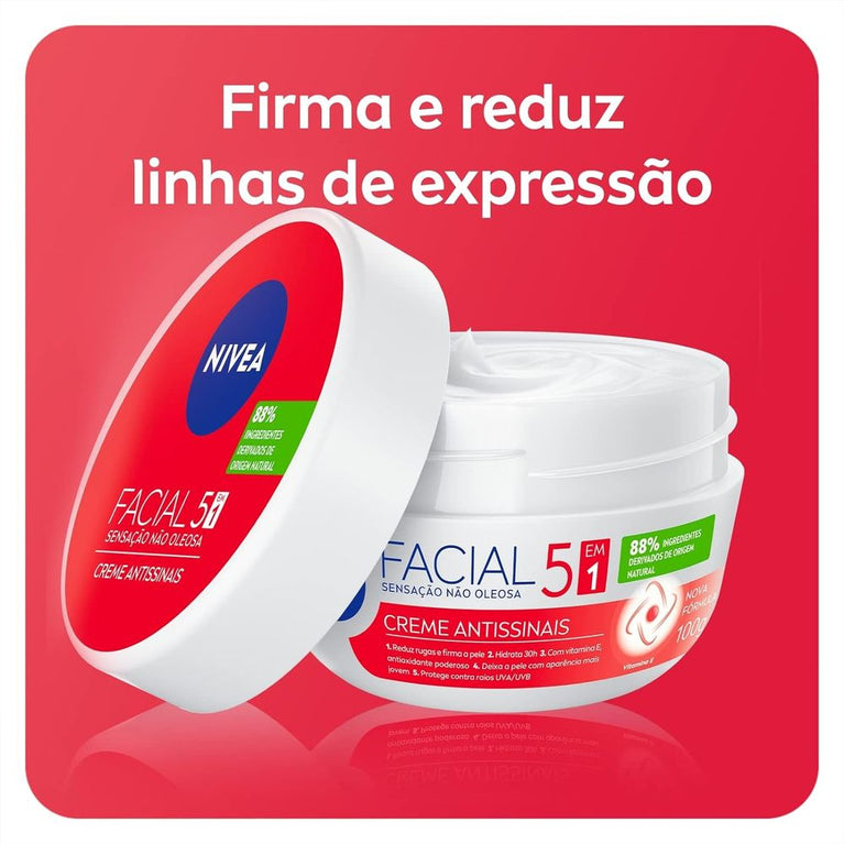 KIT COM 2 Hidratante Facial Nívea Antissinais Creme 100g
