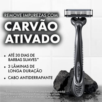 Aparelho de Barbear Gillette Prestobarba 3 Carvão Ativado 2 Unidades