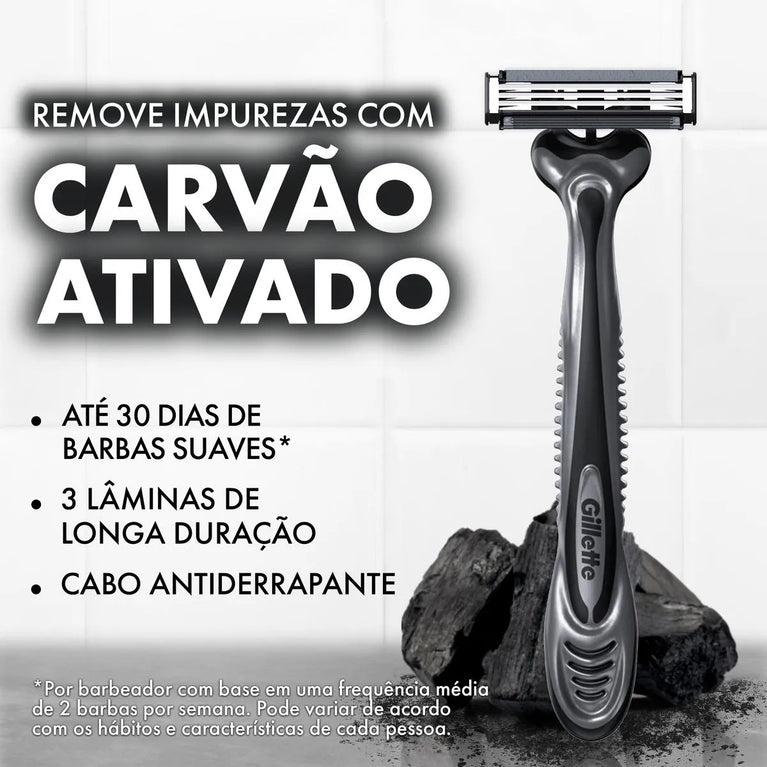 Aparelho de Barbear Gillette Prestobarba 3 Carvão Ativado 2 Unidades