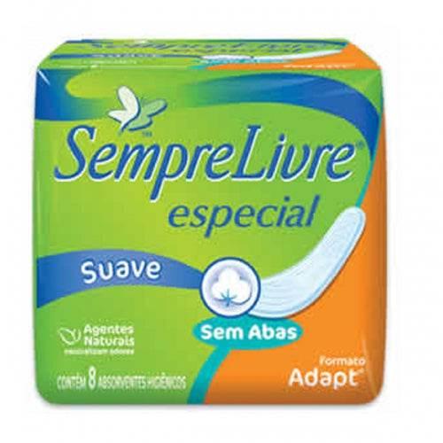 Absorvente Sempre Livre Adapt Especial sem abas, suave com 8 unidades - Drogaria Poupa Centro