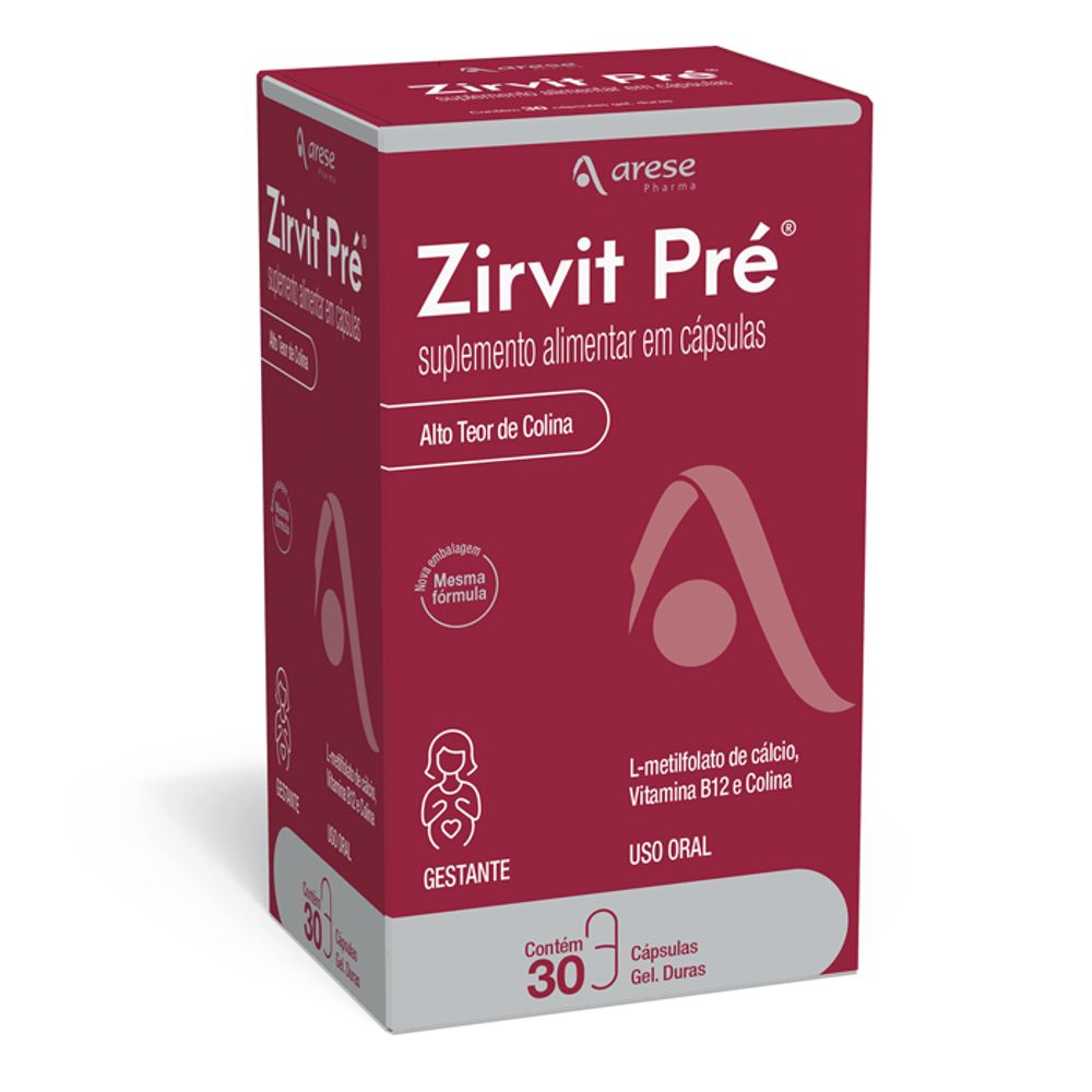 Polivitamínico Zirvit Pre 30 Caps - Para Gestantes