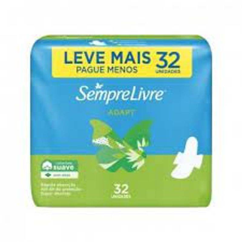 Absorvente Sempre Livre Adapt Suave Com Abas 32 unidades - Drogaria Poupa Centro