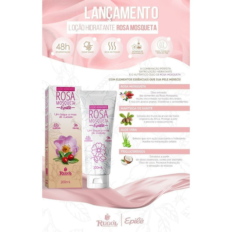 Loção Hidratante Corporal Rosa Mosqueta Epilê 200ml VALIDADE 31/01/2027
