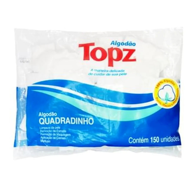 Algodão Hidrófilo Quadradinho Topz 150 Unidades