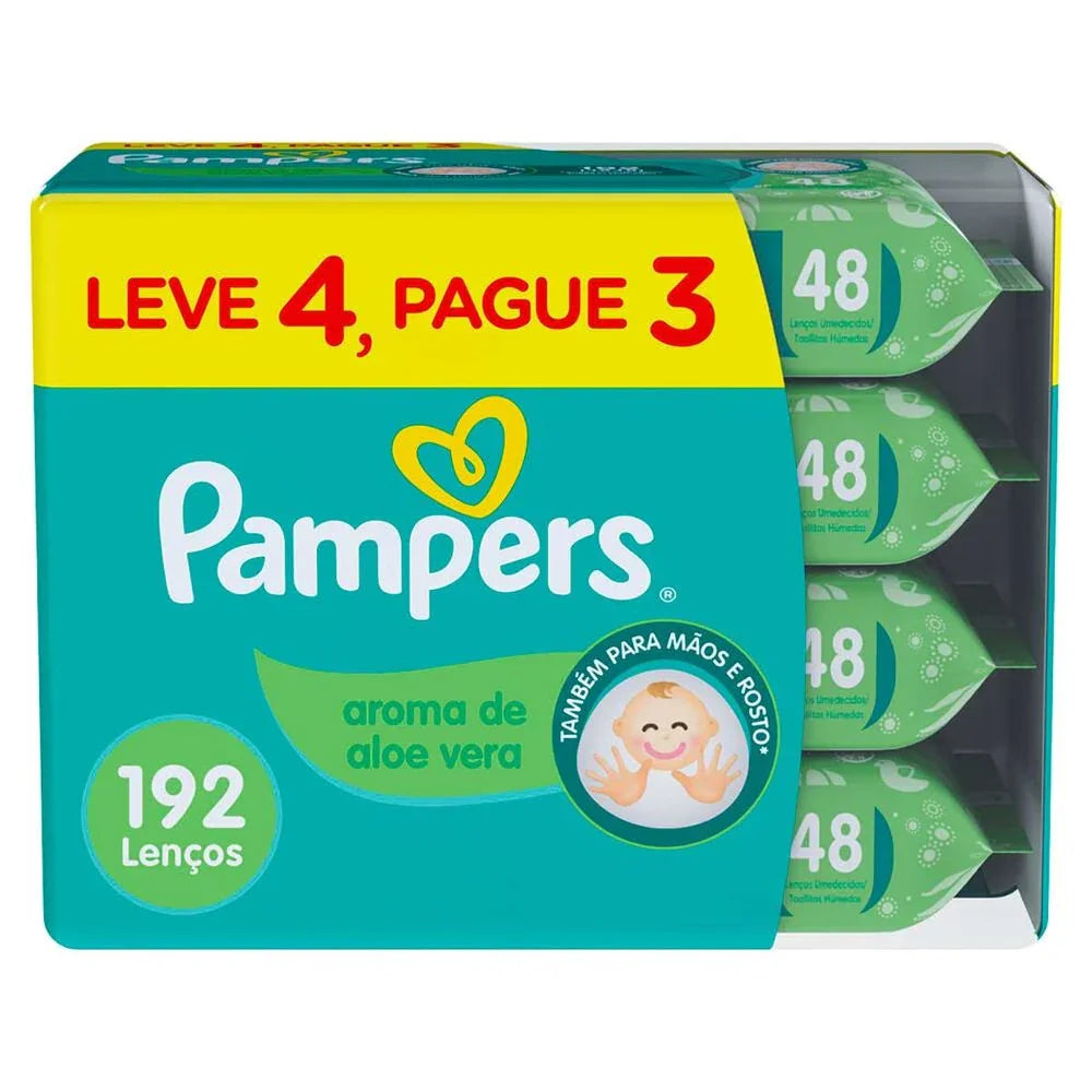 Lenço Umedecido Pampers Aloe Vera - P&G - 4x48 Unidades