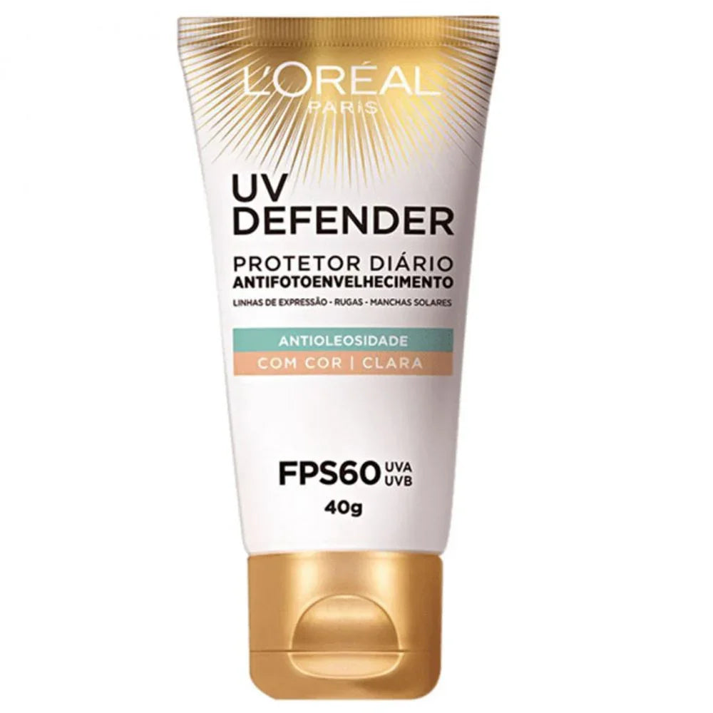 Protetor Solar Facial Loreal UV Defender FPS60 Antioleosidade e Tonalidade Clara - 40G
