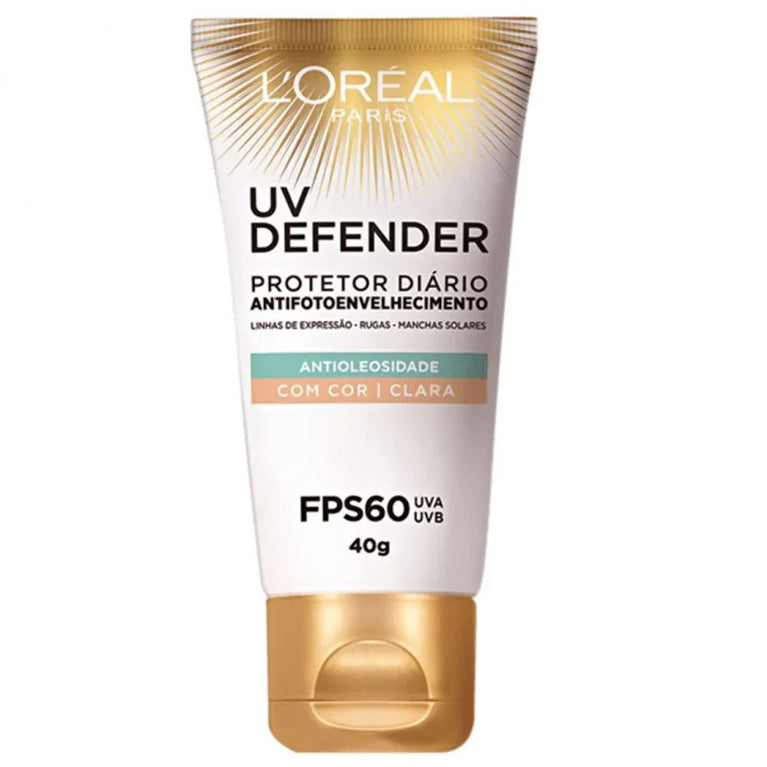 Protetor Solar Facial Loreal UV Defender FPS60 Antioleosidade e Tonalidade Clara - 40G