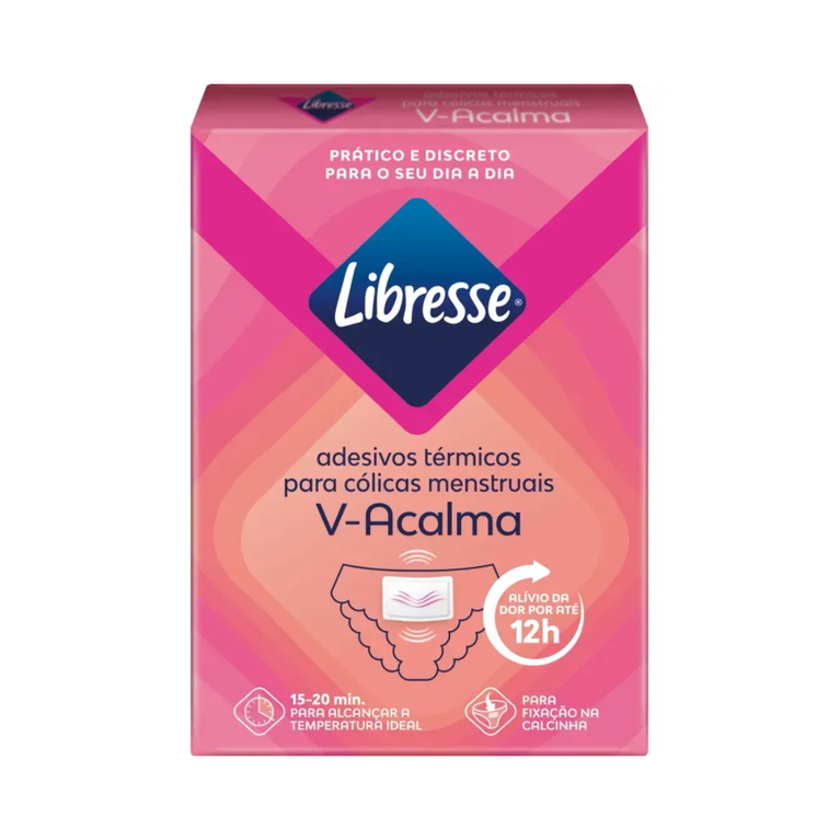 Adesivo Térmico Libresse V-Acalma para Alívio de Cólicas com 3 Unidades