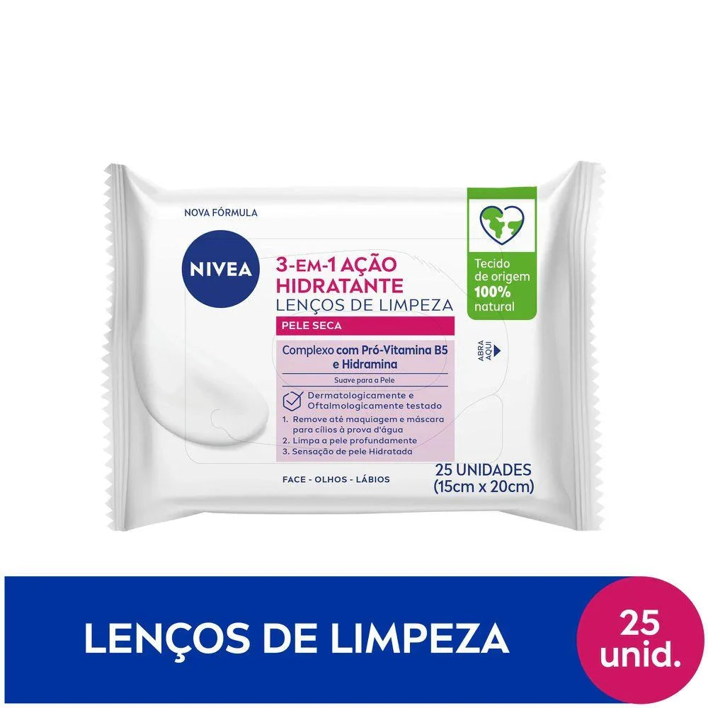 Lenço Nivea Demaquilante Rosa 3Em1 25 Unidades