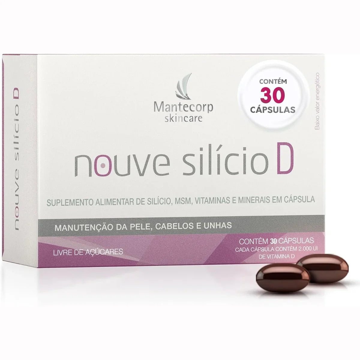 Nouvé Silício D – 30 cápsulas – Suplemento com Silício e Vitamina D – Auxilia na Manutenção da Pele, Unhas e Cabelos – Mantecorp