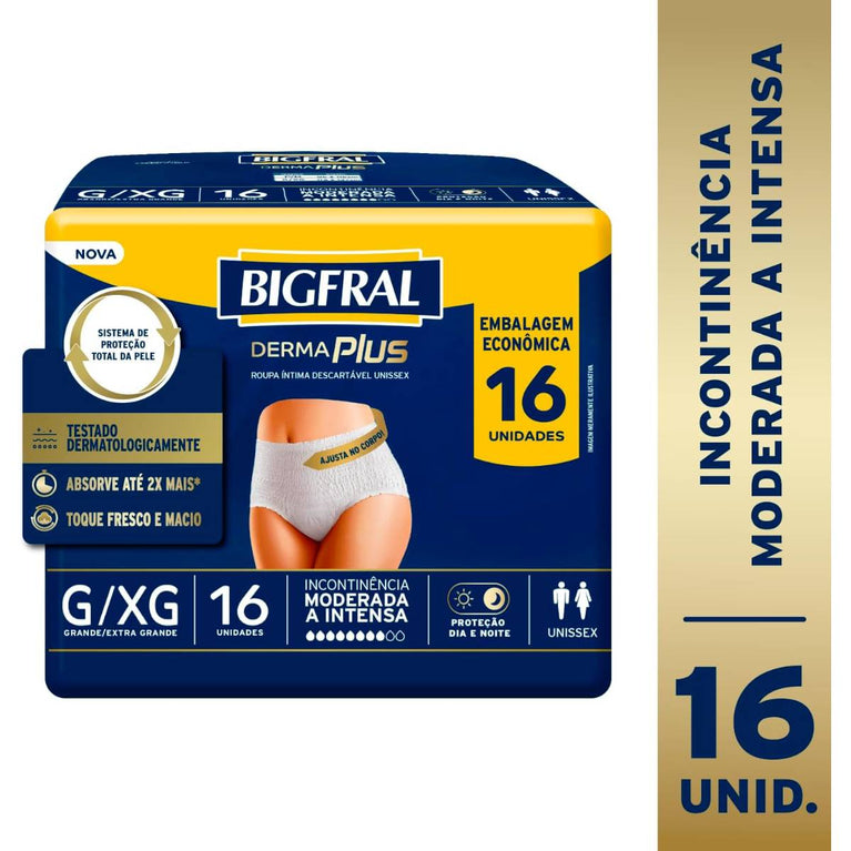 Roupa Íntima Bigfral Derma Plus G/XG 16 Unidades