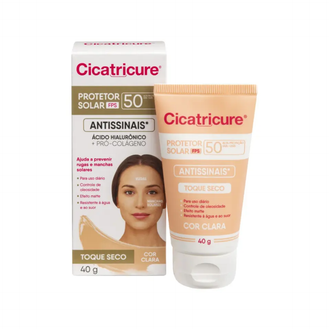 Protetor Solar Facial Cicatricure Antissinais FPS50 Cor Clara 40g VALIDADE 11/2026
