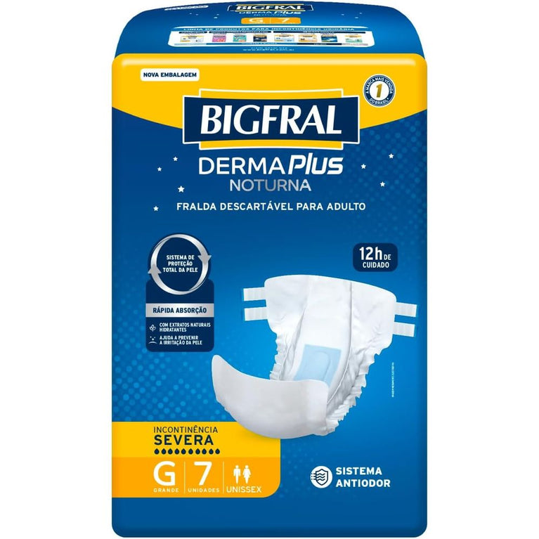 Fralda Bigfral Derma Plus Noturna G 7 Unidades