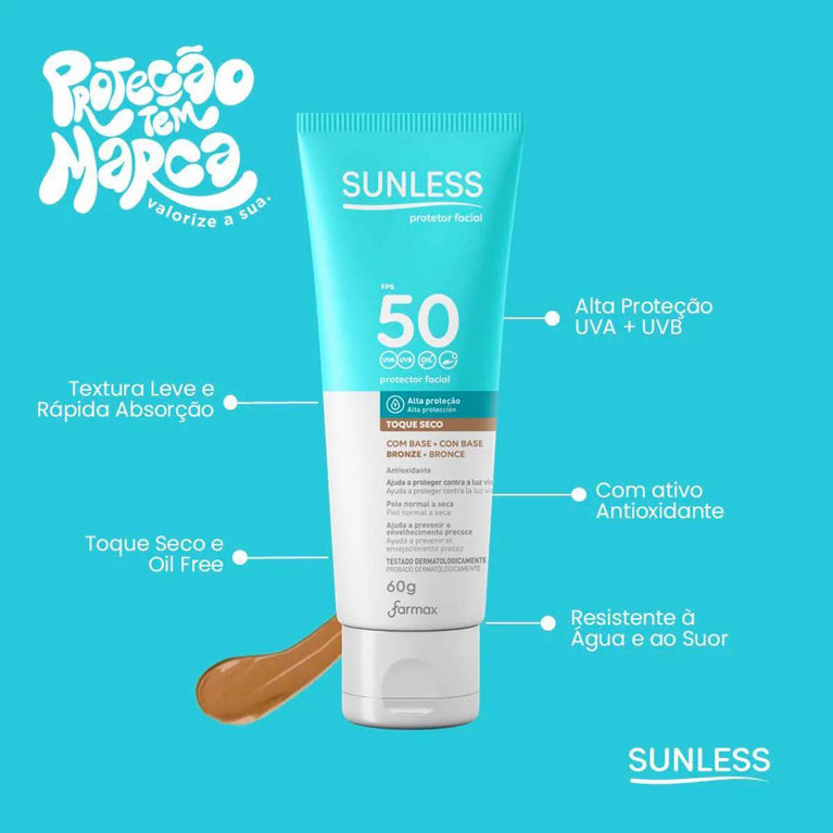 Protetor Solar Facial Sunless FPS 50 Bronze 60g