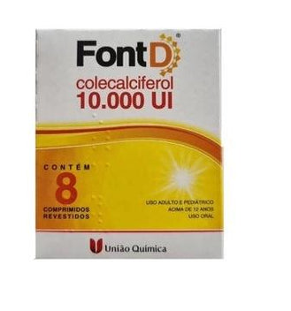 Vitamina D Font D 10.000UI Com 8 Comprimidos União Química - Drogaria Poupa Centro