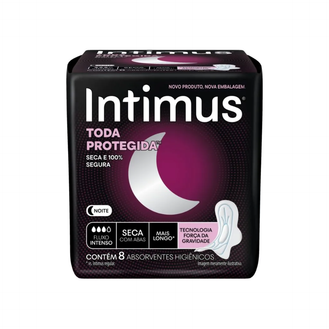 Absorvente Intimus Gel Noturno Longo Cobertura Seca com Abas 8 Unidades