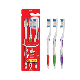 Escova Dental Colgate Classic Clean Macia Pack 3 unidades