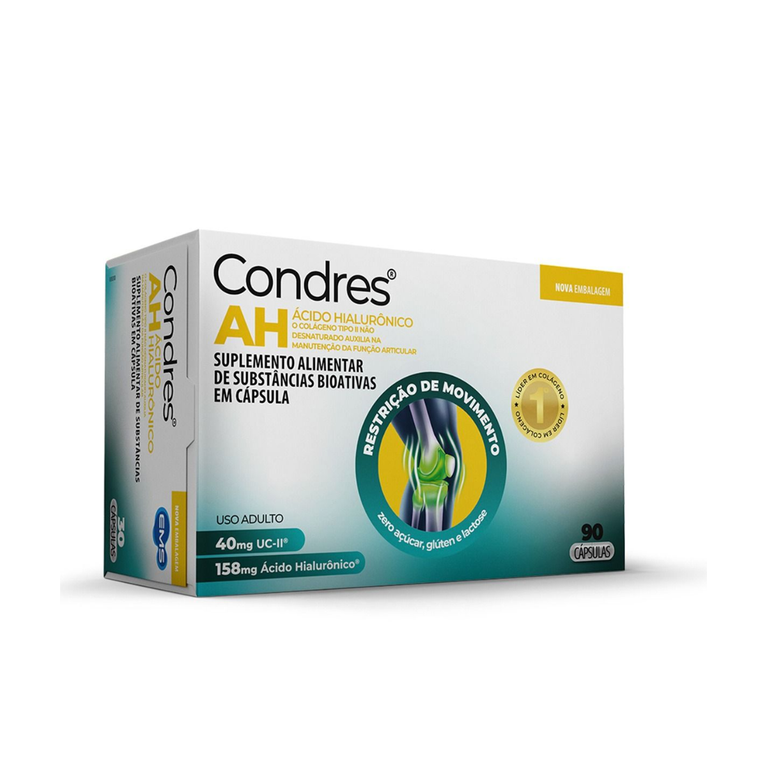 Condres AH Colágeno Tipo 2 40mg + Ácido Hialurônico 158mg 90 cápsulas