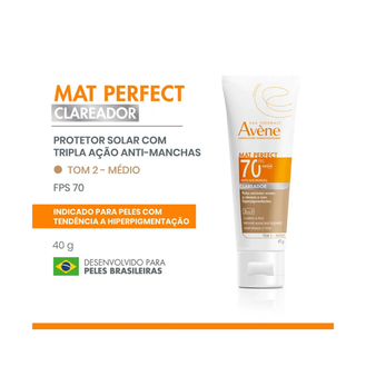 Protetor Solar Facial Avéne Mat Perfect Clareador FPS 70 40G