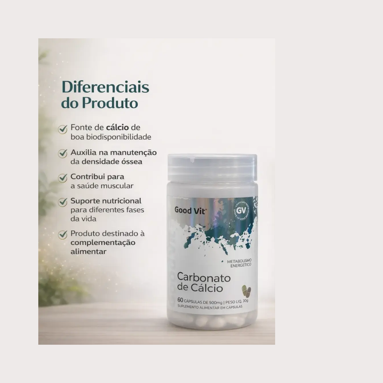 Carbonato de Cálcio 60 cápsulas Good Vit
