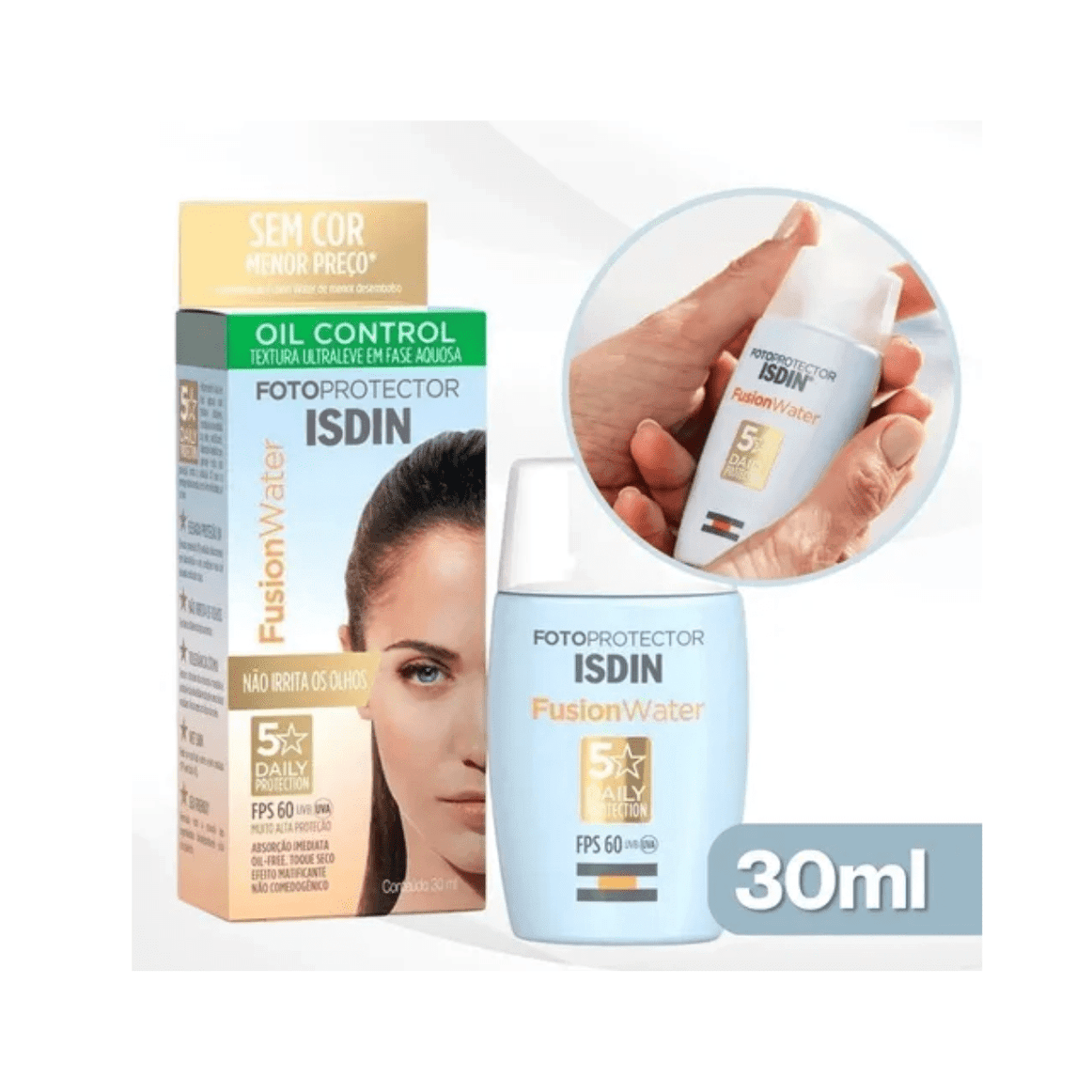 Fotoprotector Fusion Water Isdin Fps30 30ml - Drogaria Poupa Centro