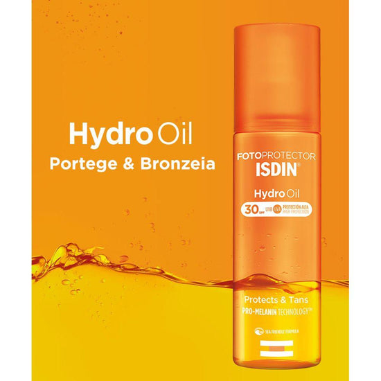 Fotoprotetor Corporal Protege e Bronzeia - Isdin Hydro Oil FPS 30 - 200ml - Drogaria Poupa Centro