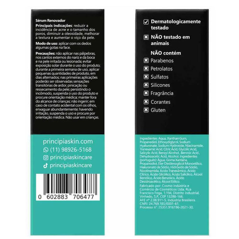 Sérum Facial Renovador Antiacne Principia Skincare Mix-01 Niacinamida + Glicólico + Tranexâmico + Salicílico 30ml