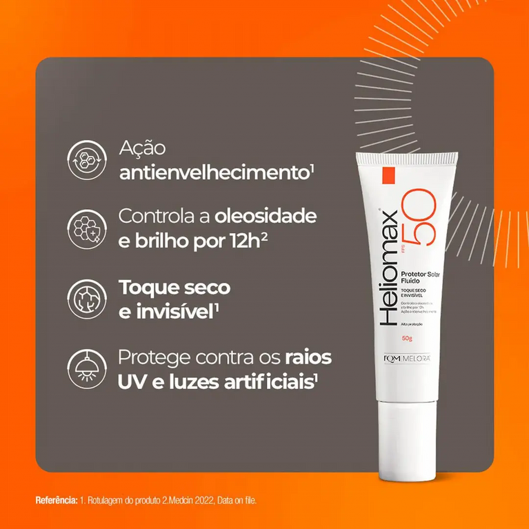 Protetor Solar Facial Heliomax Fluido FPS50 Com 50g