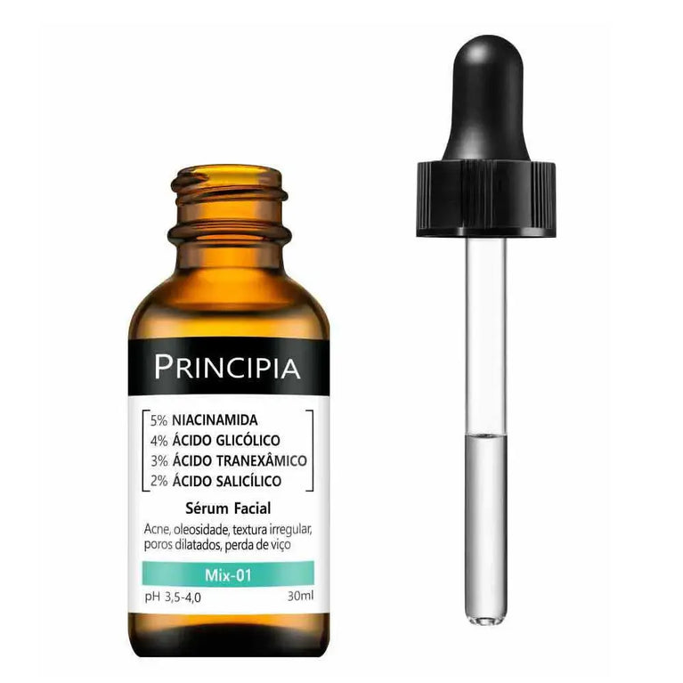 Sérum Facial Renovador Antiacne Principia Skincare Mix-01 Niacinamida + Glicólico + Tranexâmico + Salicílico 30ml