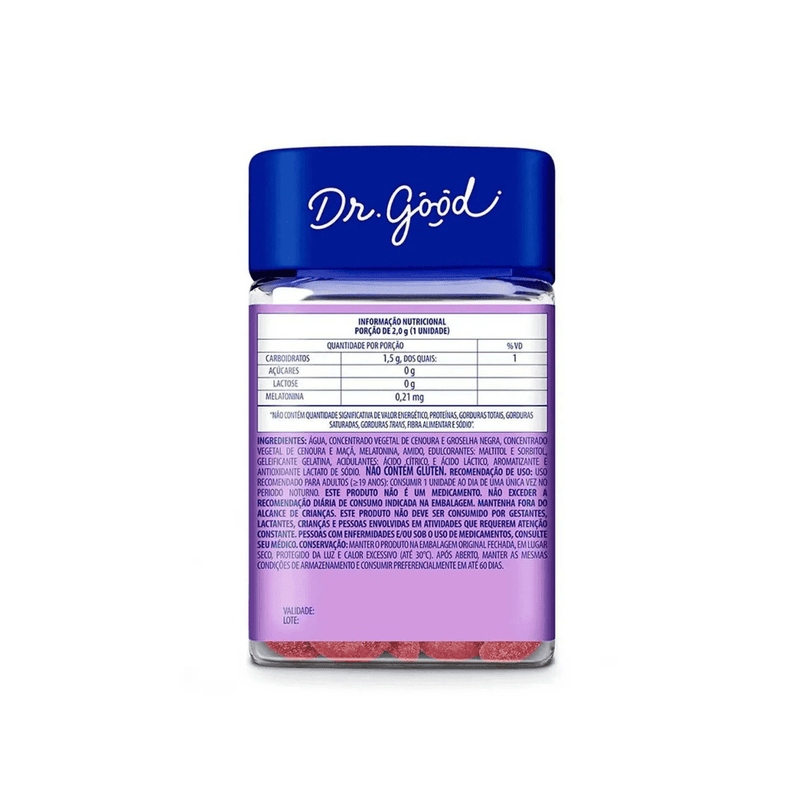 Melatonina Dr. Good 0,21mg 60 Unidades Sabor Morango - Drogaria Poupa Centro