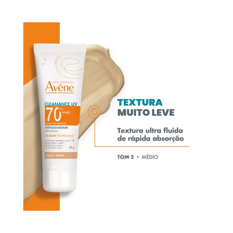 Protetor Solar Avène Cleanance Uv Fps70 Tom 2 Médio 40g - Drogaria Poupa Centro
