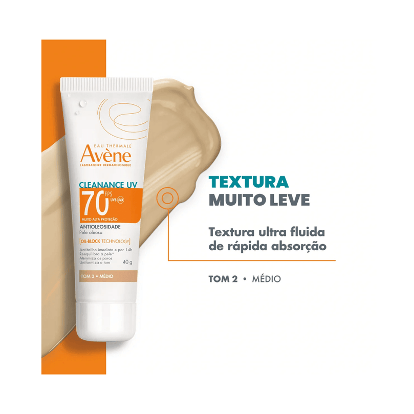 Protetor Solar Avène Cleanance Uv Fps70 Tom 2 Médio 40g - Drogaria Poupa Centro