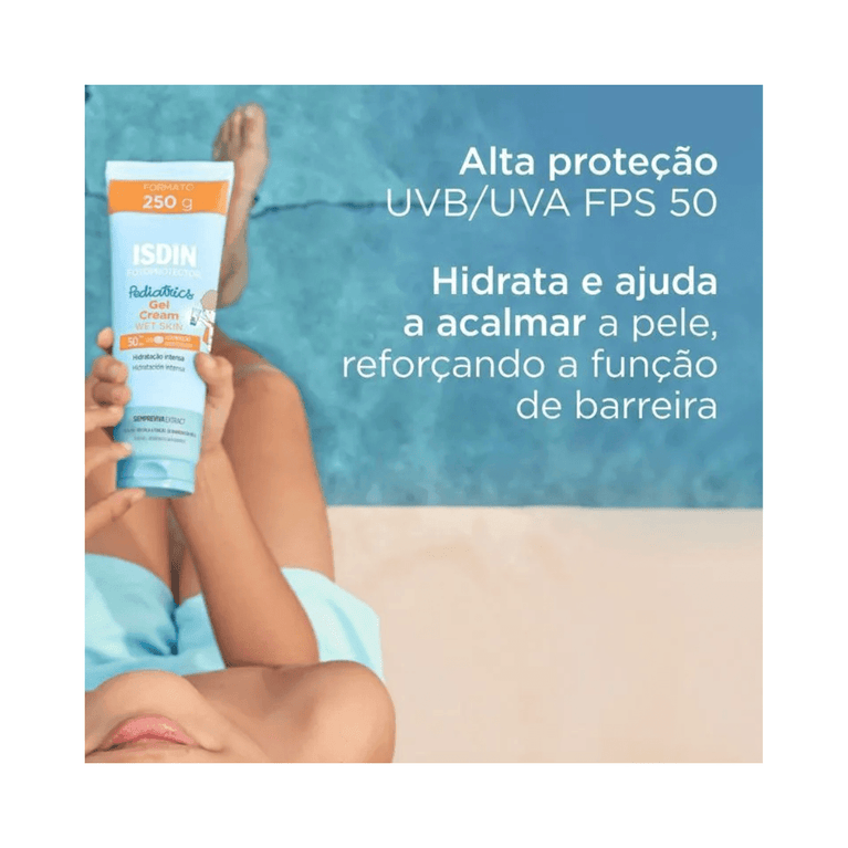 Protetor Solar Infantil Pediatrics Gel Cream FPS50 250g Isdin - Drogaria Poupa Centro