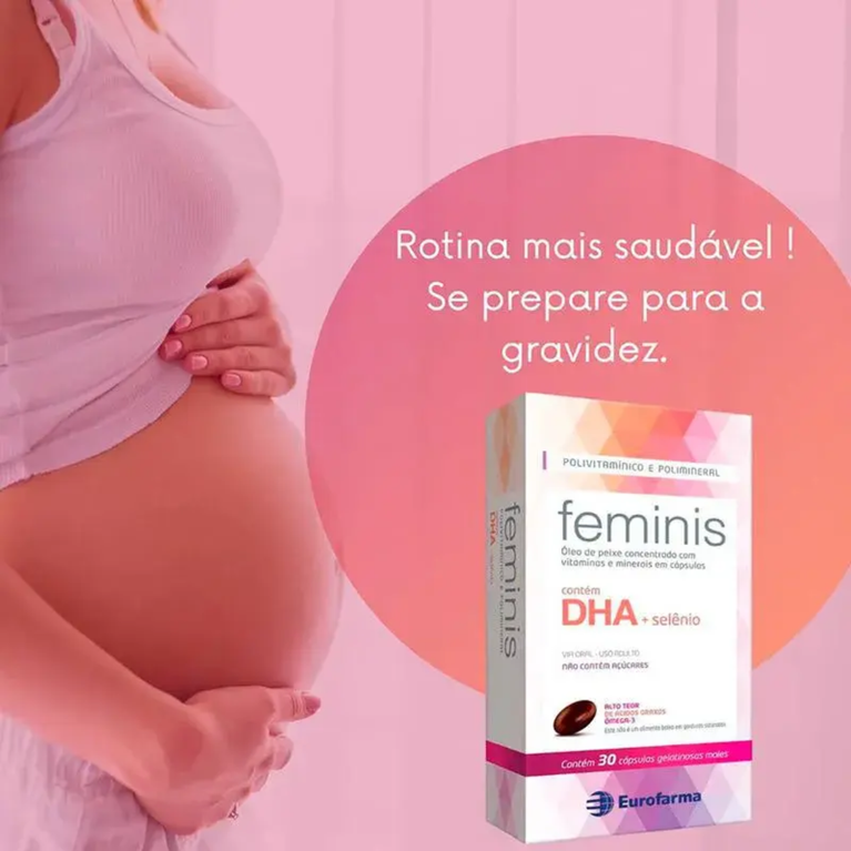 Feminis DHA 30 Cápsulas Suplemento para Gestantes e Lactantes